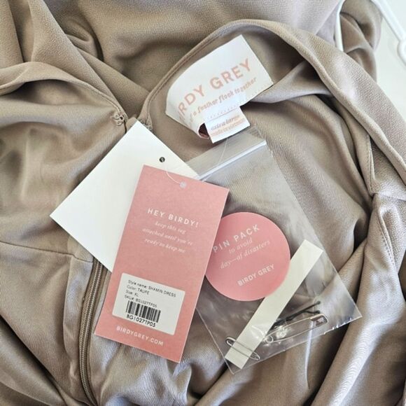 NWT Birdy Grey | Shamin Long Dress With Leg Slit In Taupe, Womens XL - Picture 9 of 10